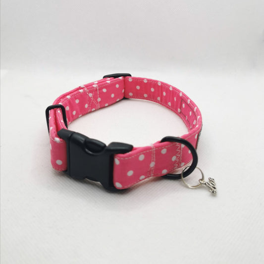 Pink and White Polka Dot Dog Collar