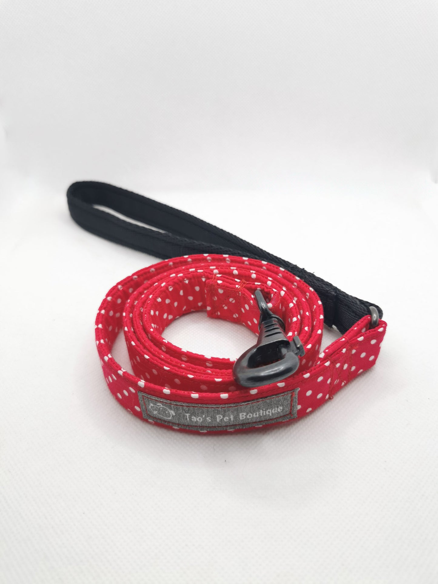 Red and White Polka Dot Dog Lead