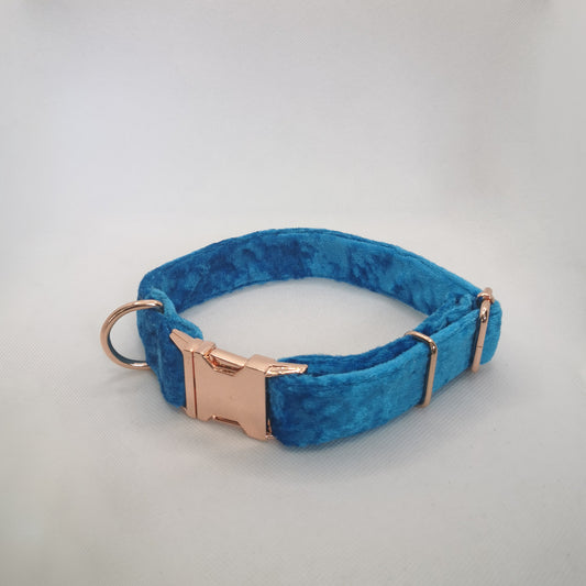 Turquoise Velvet Dog Collar
