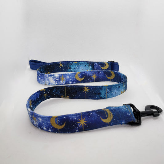 Gold and Blue Moon and Star Dog Lead