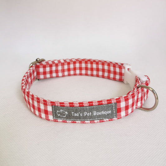 Red Gingham Dog Collar