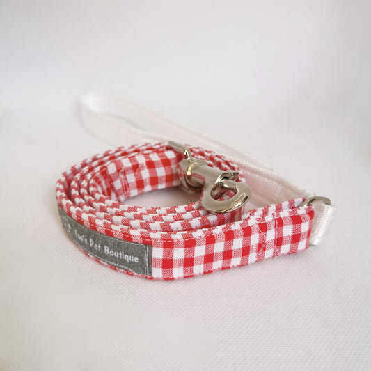 Red Gingham Dog Lead