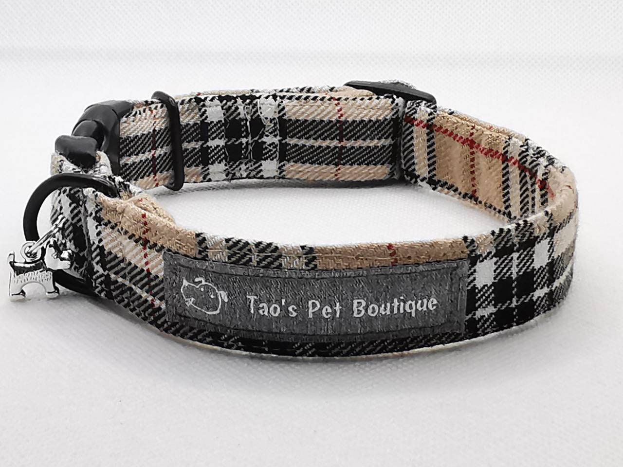 Beige Tartan Dog Collar